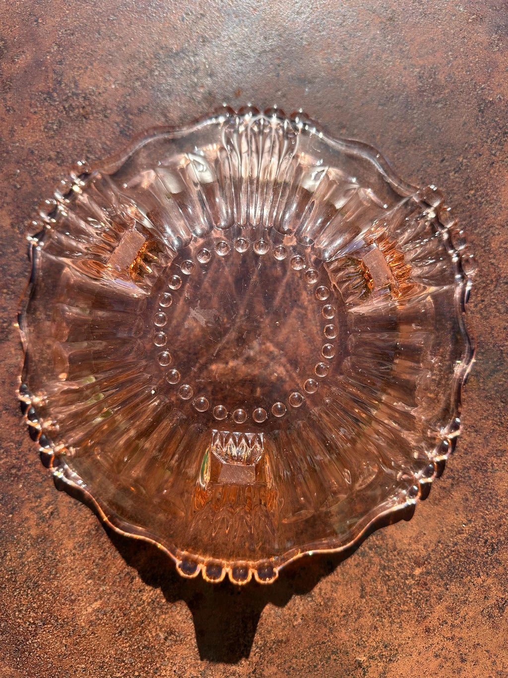 Coupe tripode ancienne en verre Rosaline – Style Art Déco