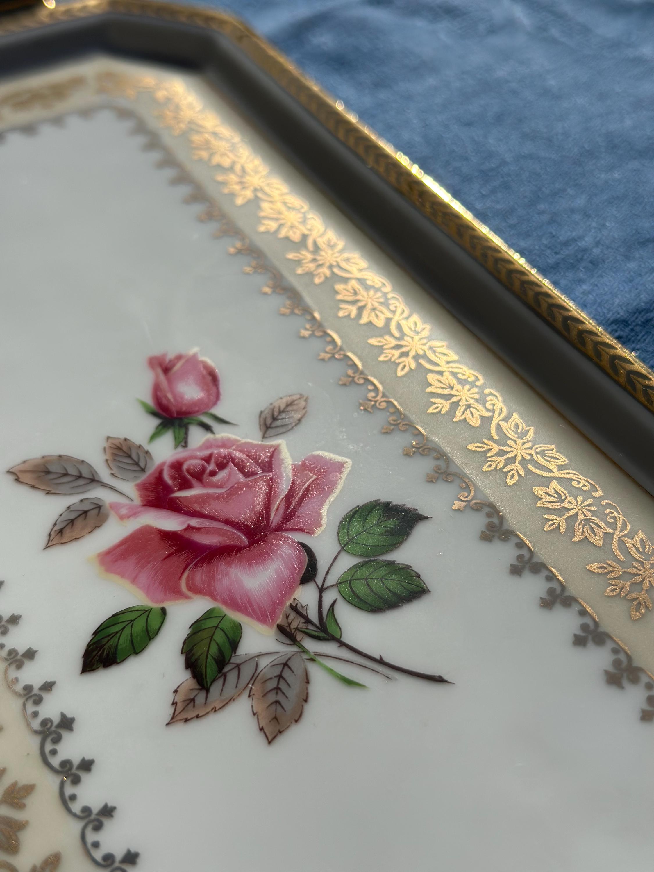 Vintage French Porcelain Cake Plate – Pink and Fine Gold Gilding