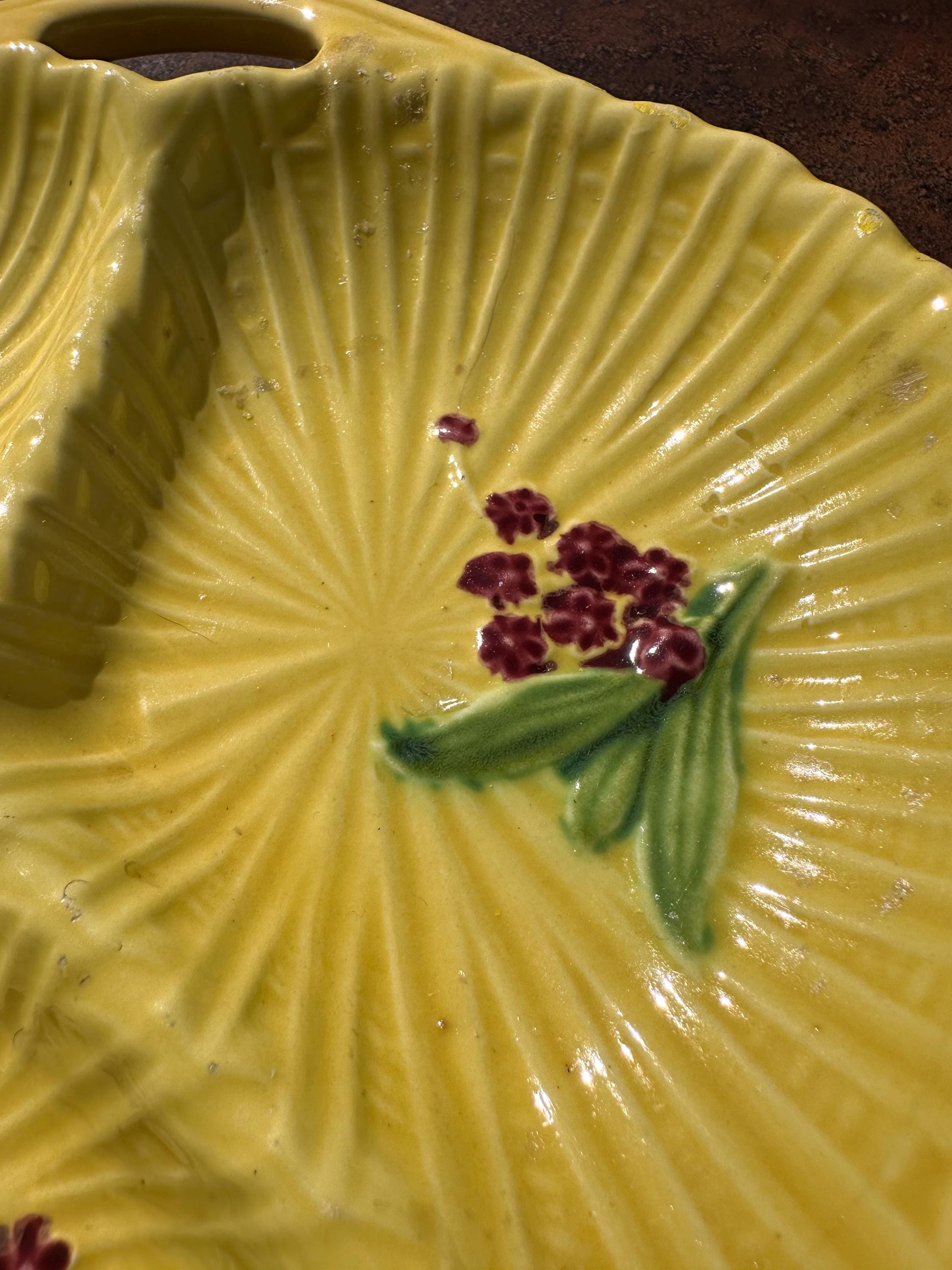 Schramberg majolica divided serving dish – Lily of the Valley design