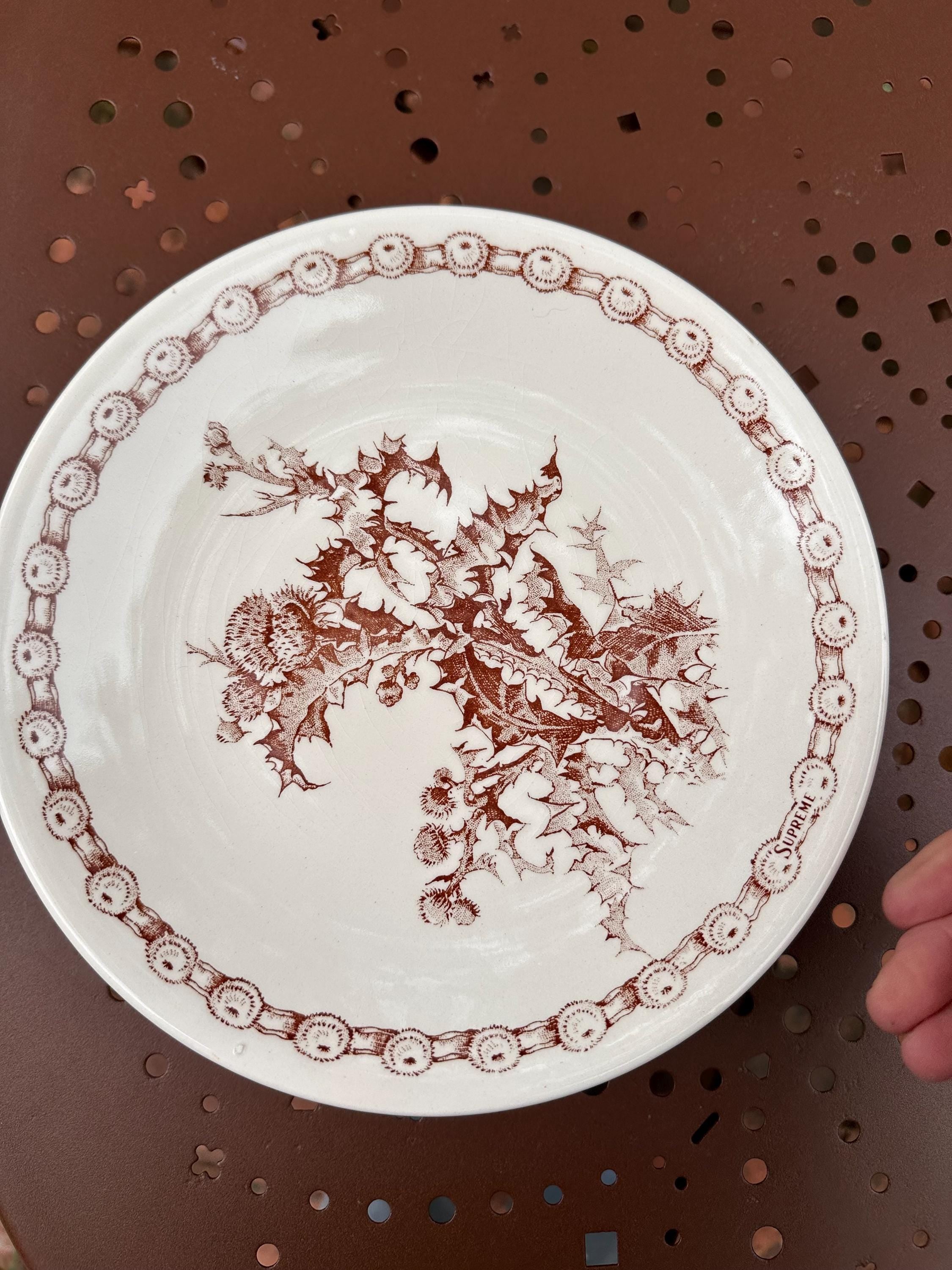Lot de 7 Assiettes Calottes Gien "Suprême", Pasta Bowls Vintage