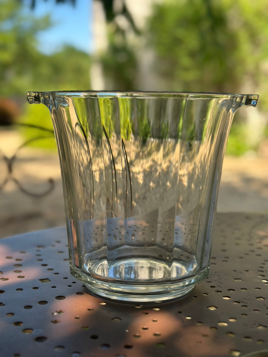 Rafraîchissoir / Seau à Champagne Vintage en Verre Moulé Art Déco