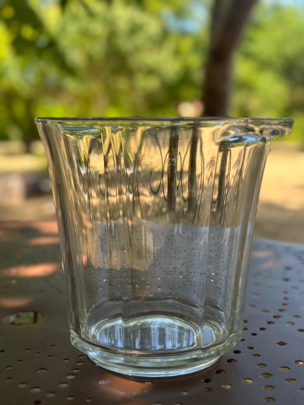 Rafraîchissoir / Seau à Champagne Vintage en Verre Moulé Art Déco