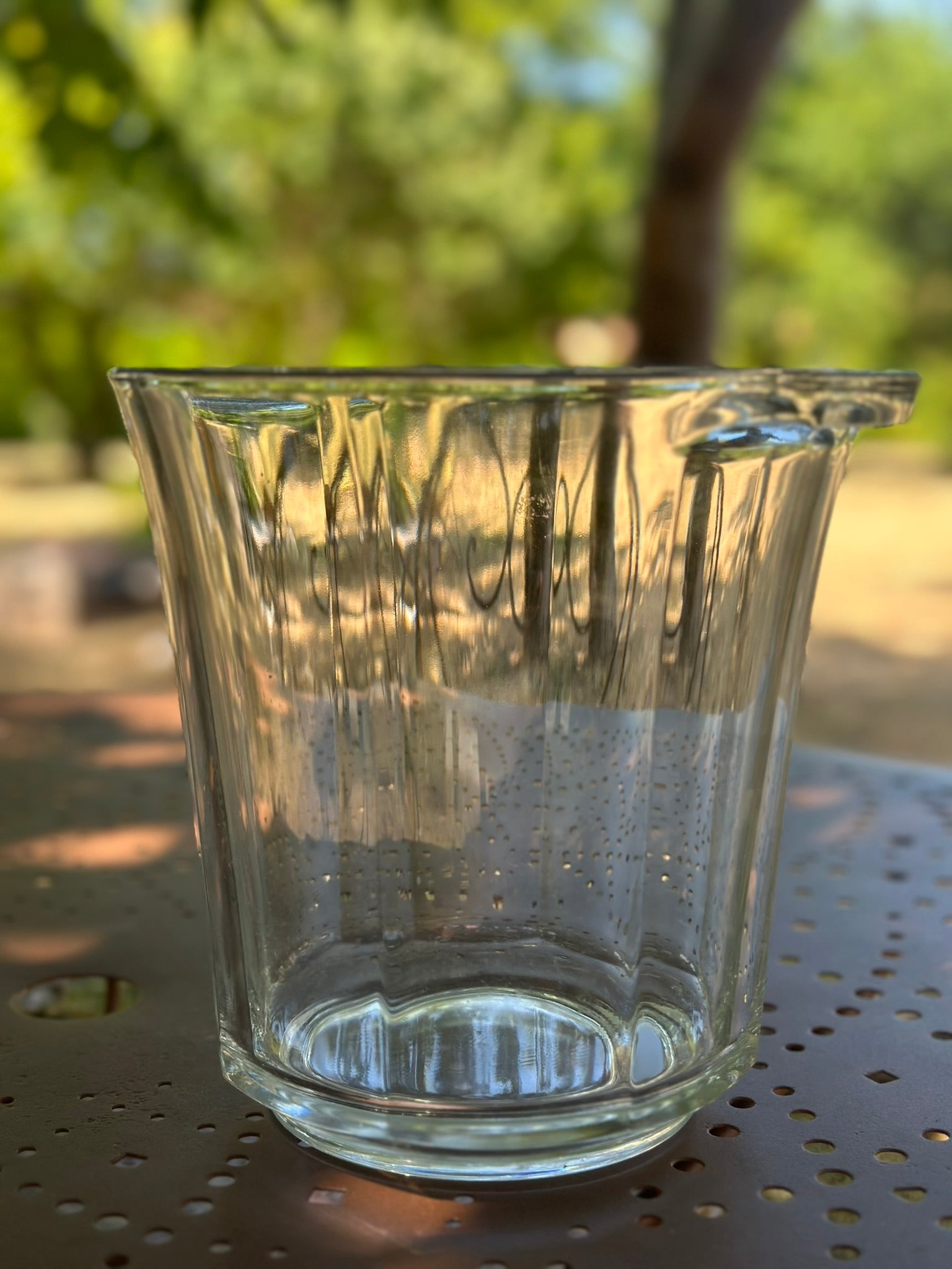 Rafraîchissoir / Seau à Champagne Vintage en Verre Moulé Art Déco
