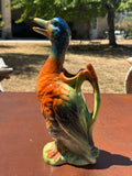 Pichet Canard en Barbotine Ancienne Saint-Clément | Broc Céramique Émaillée Multicolore