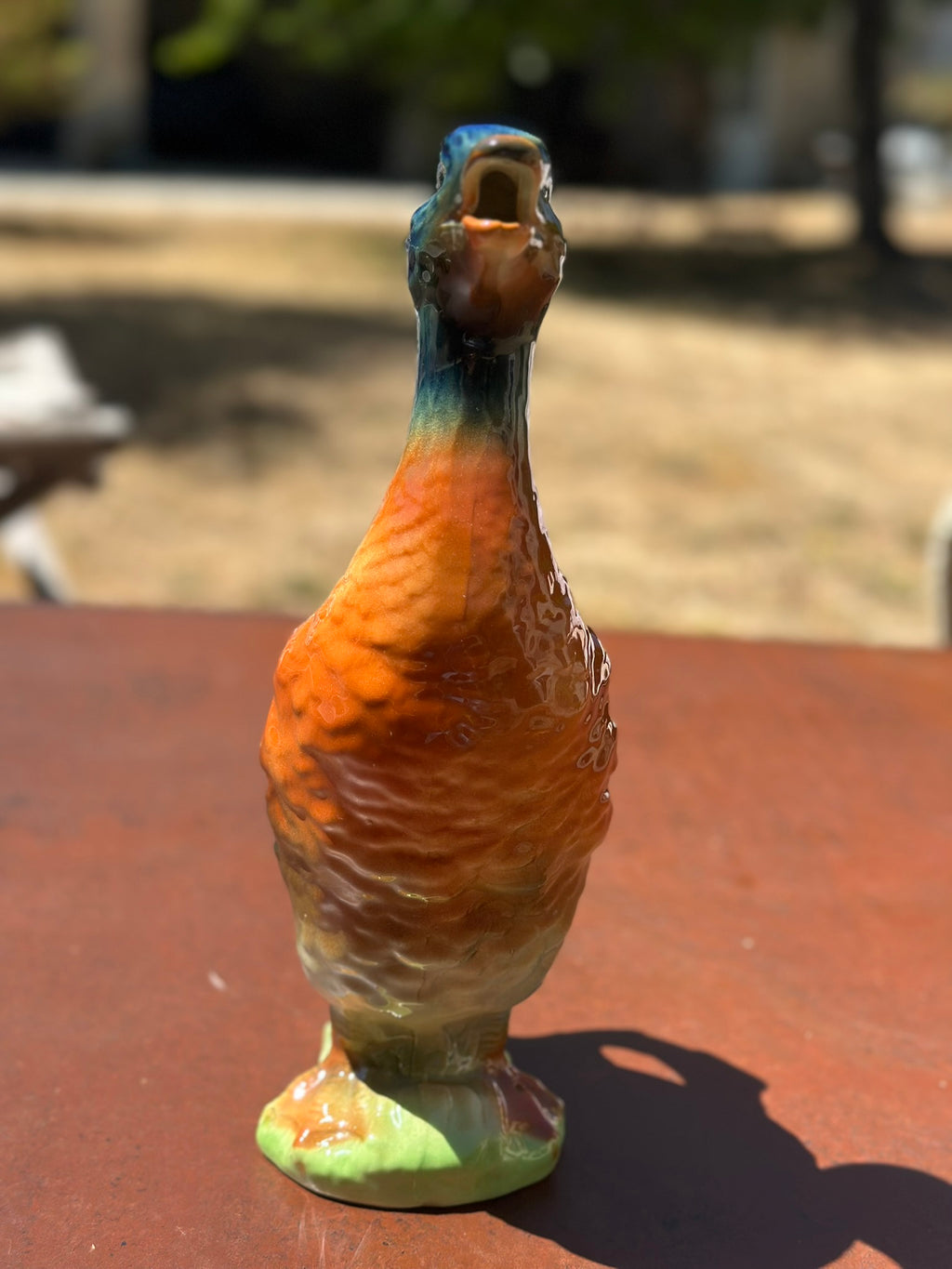 Pichet Canard en Barbotine Ancienne Saint-Clément | Broc Céramique Émaillée Multicolore