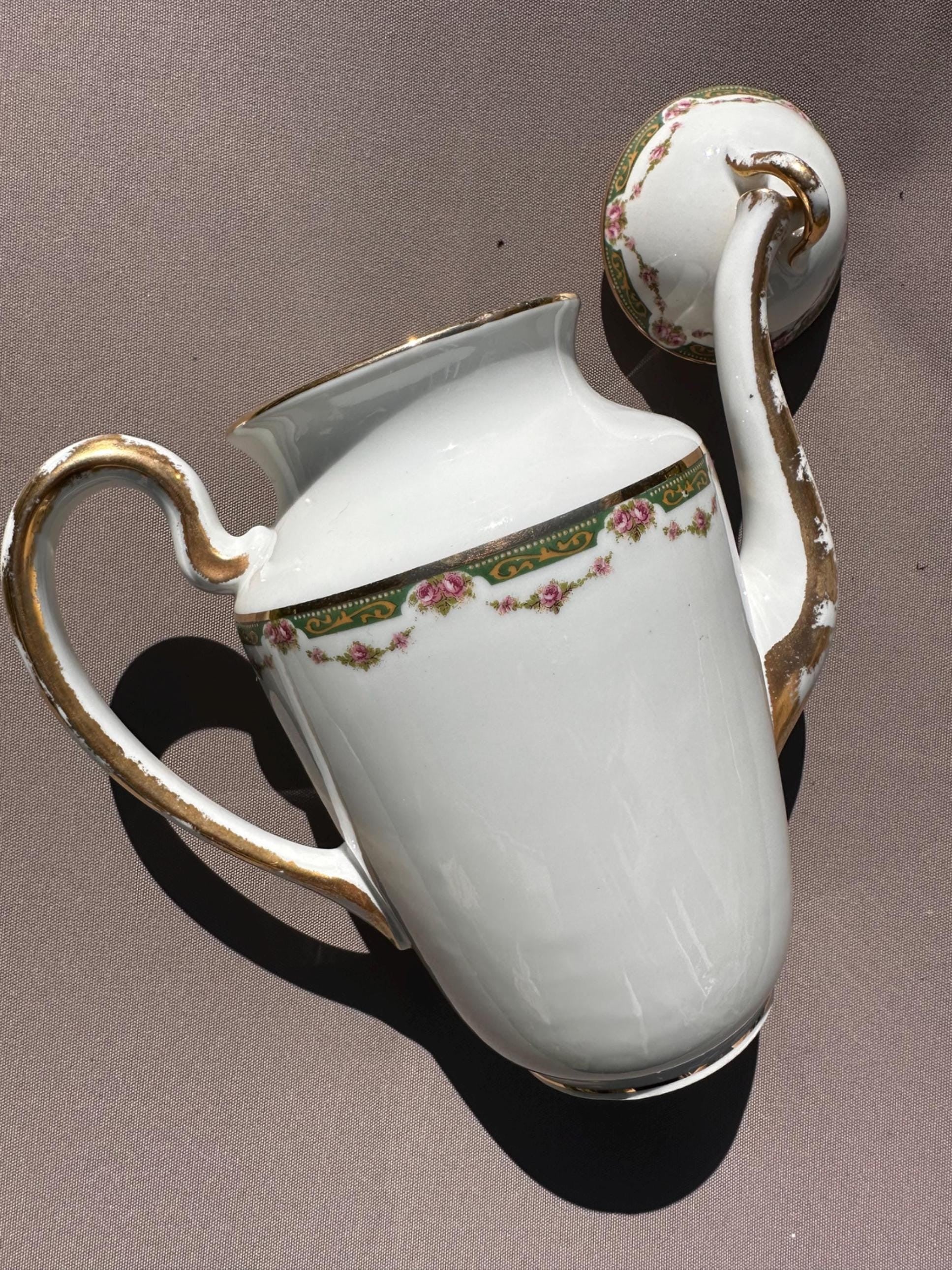 Service Café & Thé Porcelaine de Limoges Paul Pastaud | Décor Roses & Or (3 Pièces)