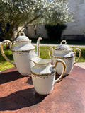 Service Café & Thé Porcelaine de Limoges Paul Pastaud | Décor Roses & Or (3 Pièces)