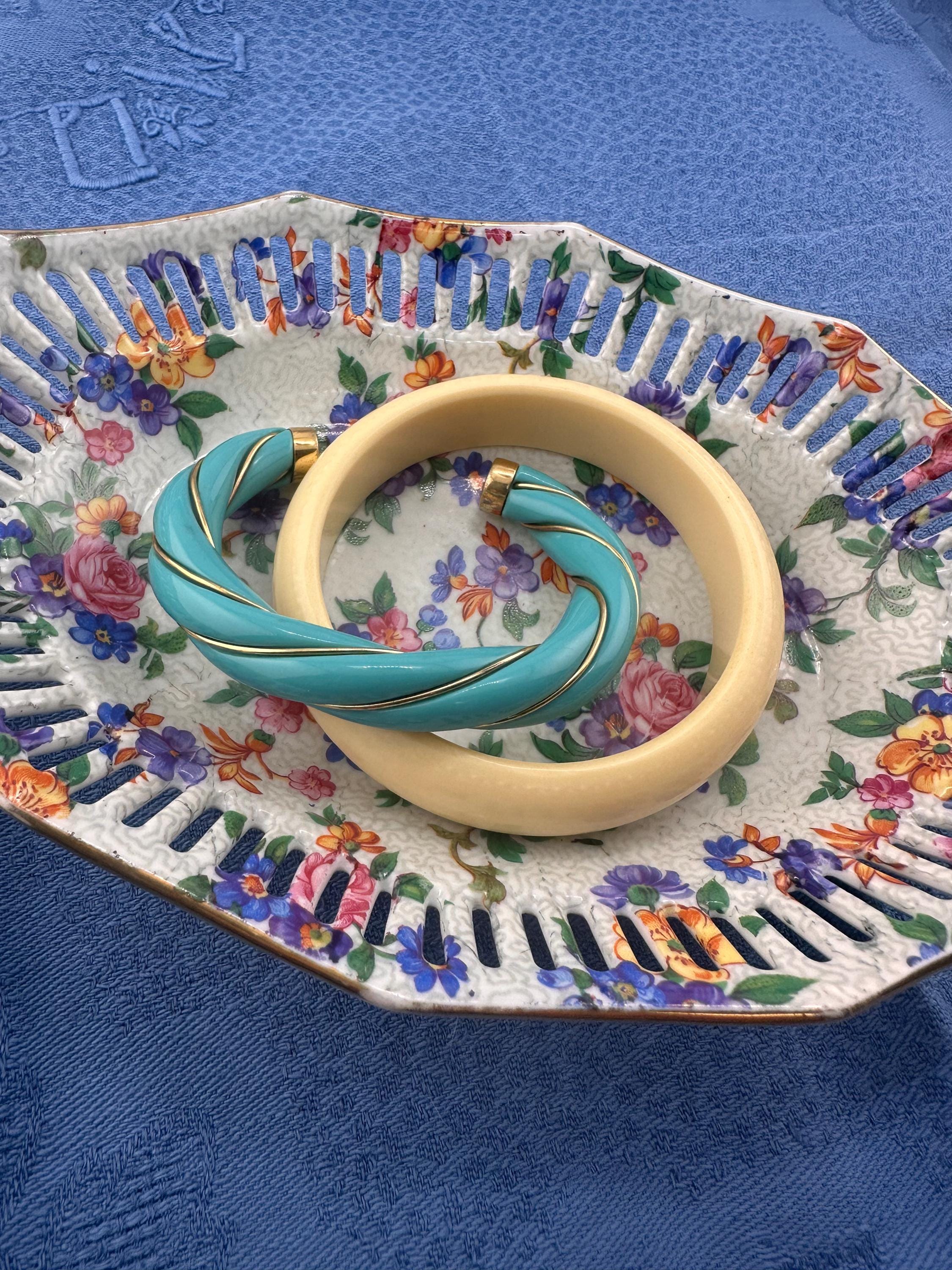 Friedrich Eger & Co. Martinroda Thuringia Vintage 1910 Shabby Chic Pierced Porcelain Dish with Flowers and Gold - Trinket Dish