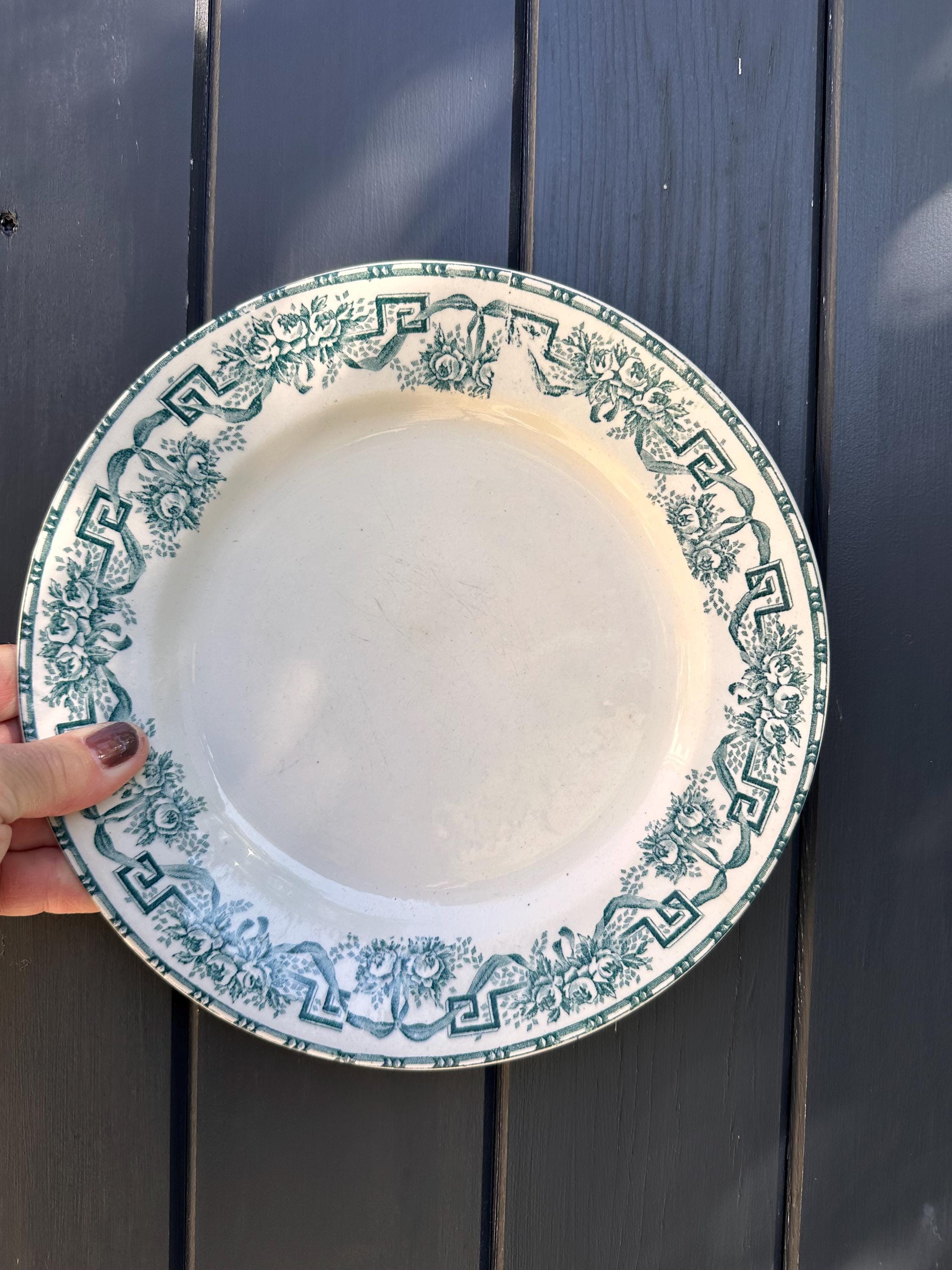 "Moulin des Loups & Hamage" earthenware plate "Athènes" – Blue-green decoration