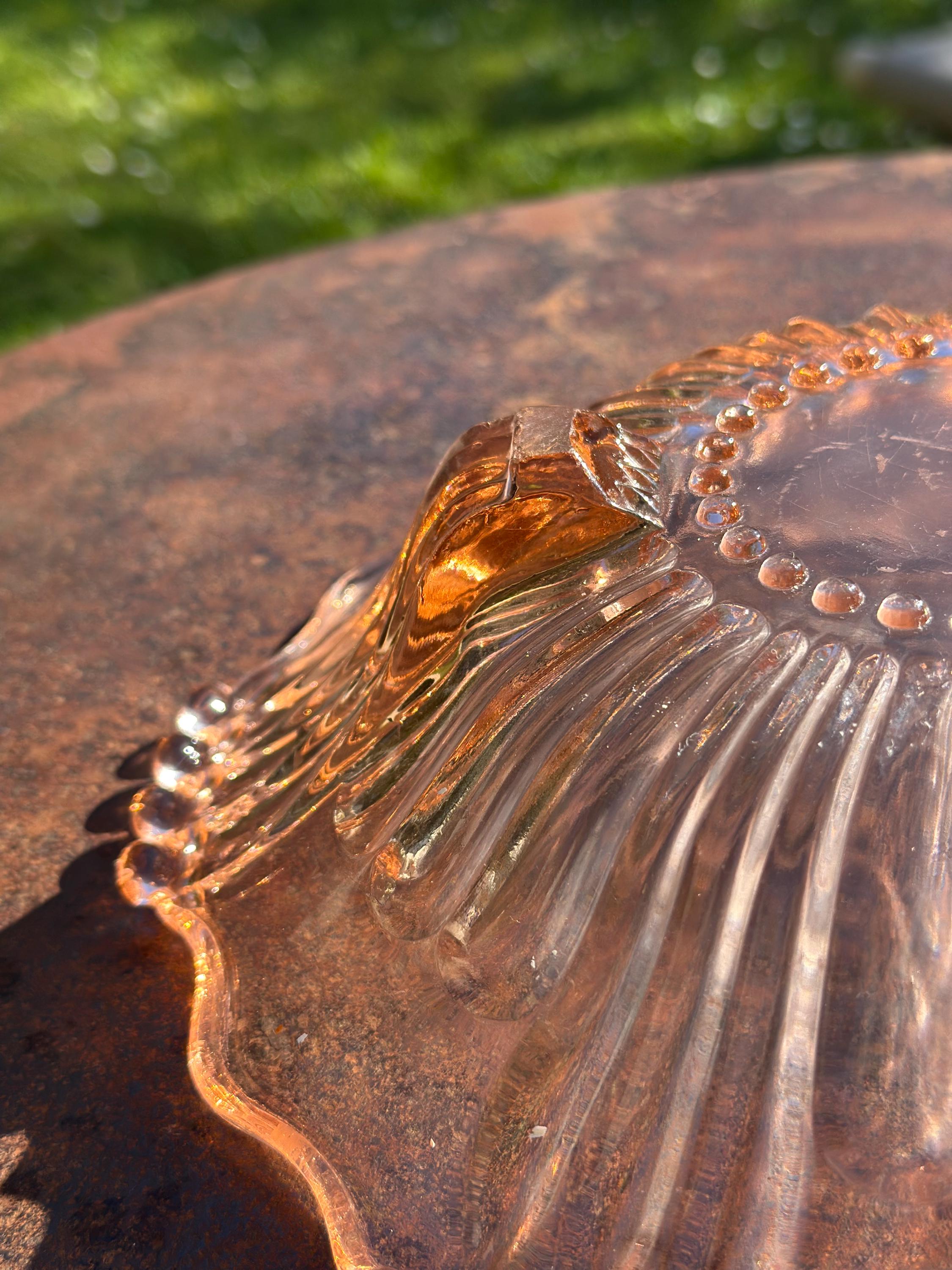 Coupe tripode ancienne en verre Rosaline – Style Art Déco