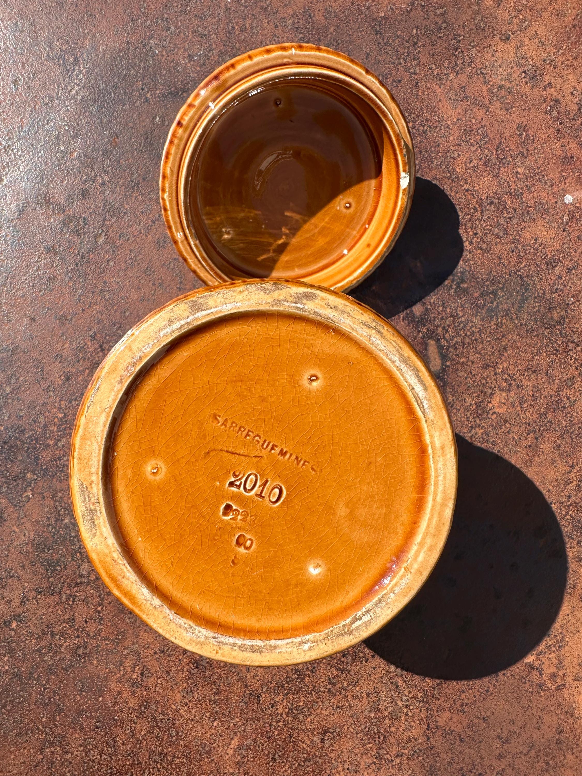 Antique Sarreguemines majolica tobacco jar – Bamboo model
