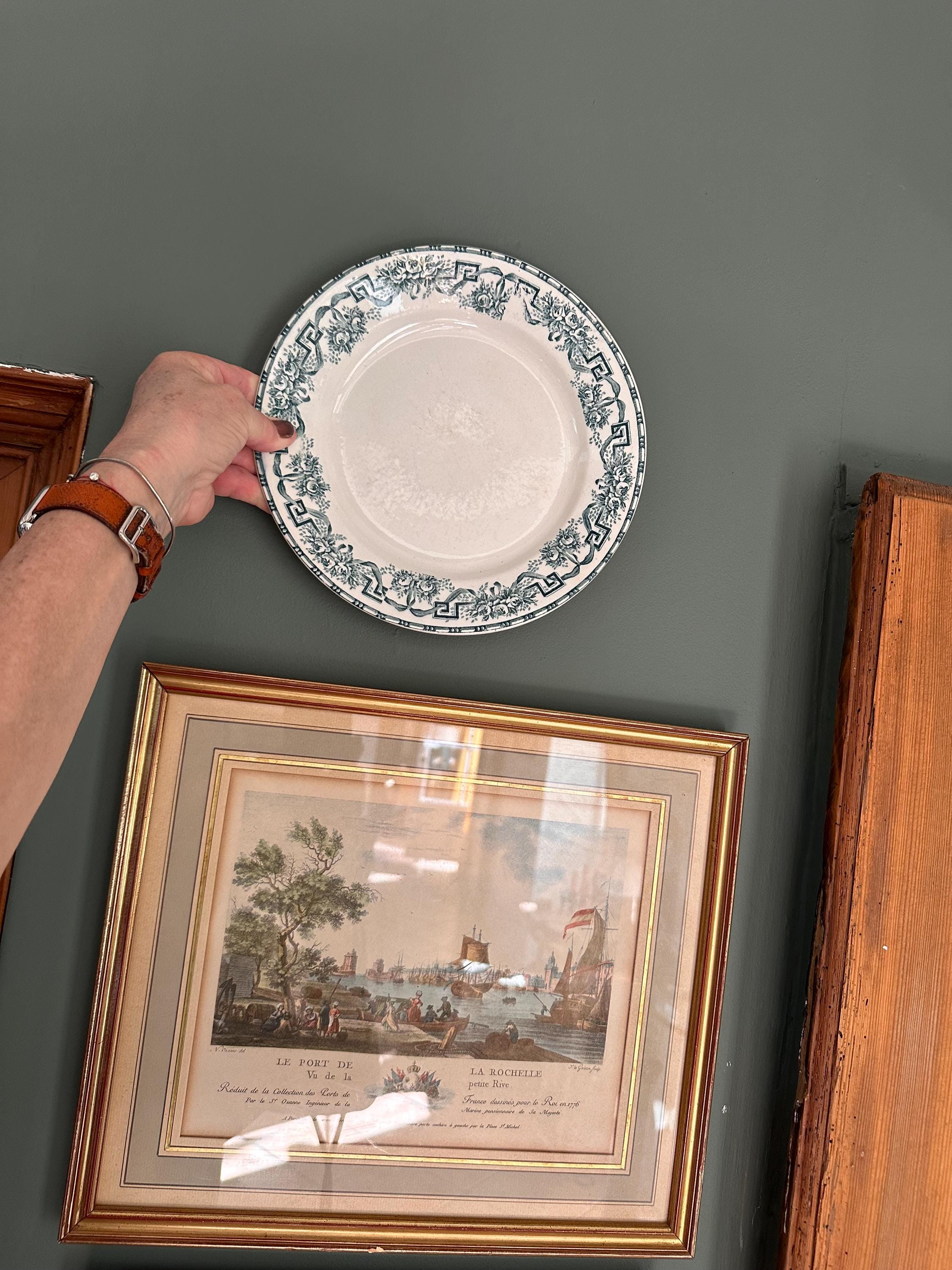 "Moulin des Loups & Hamage" earthenware plate "Athènes" – Blue-green decoration