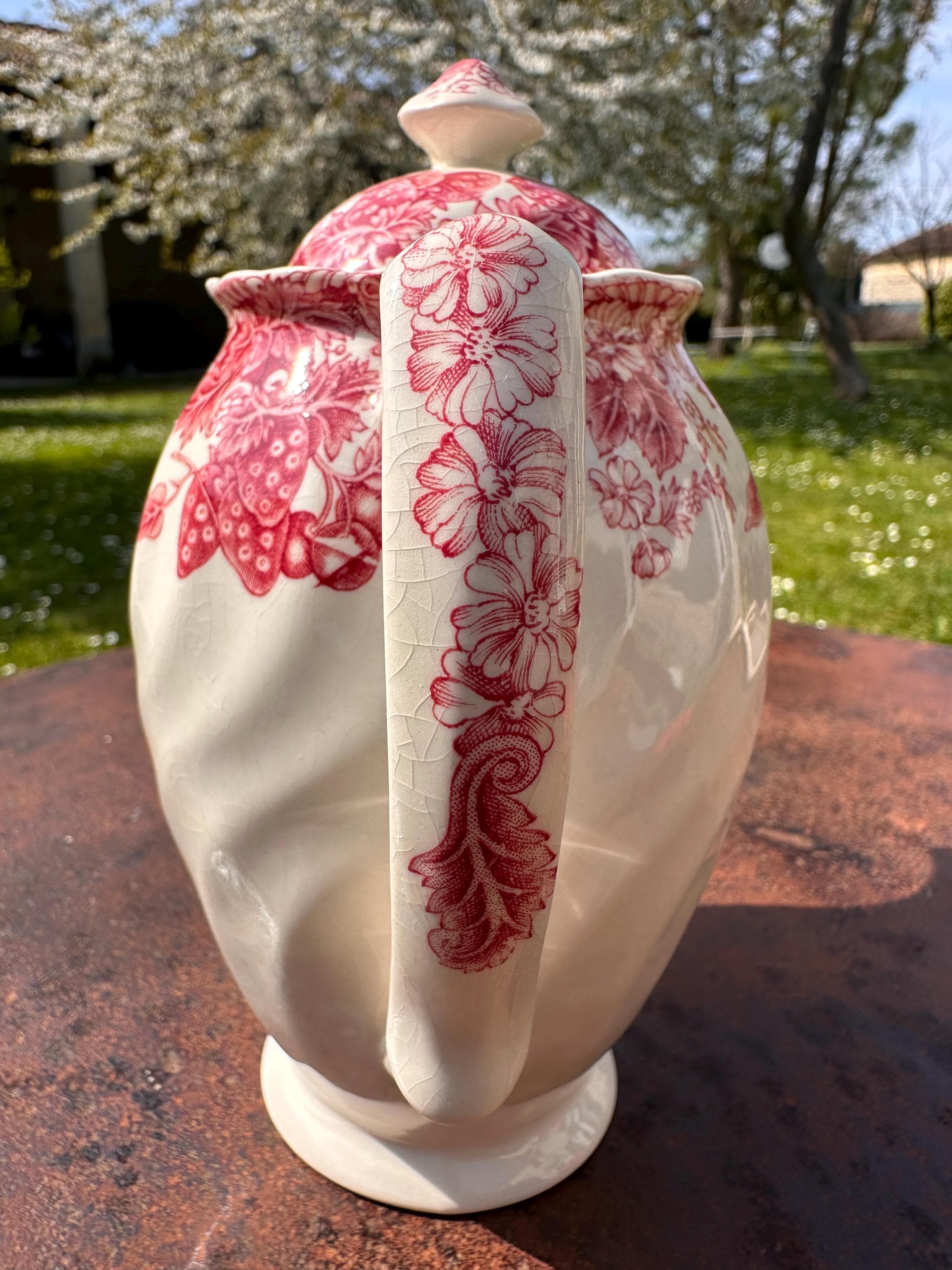 Johnson Brothers Tall Teapot – "Strawberry Fair" Pattern