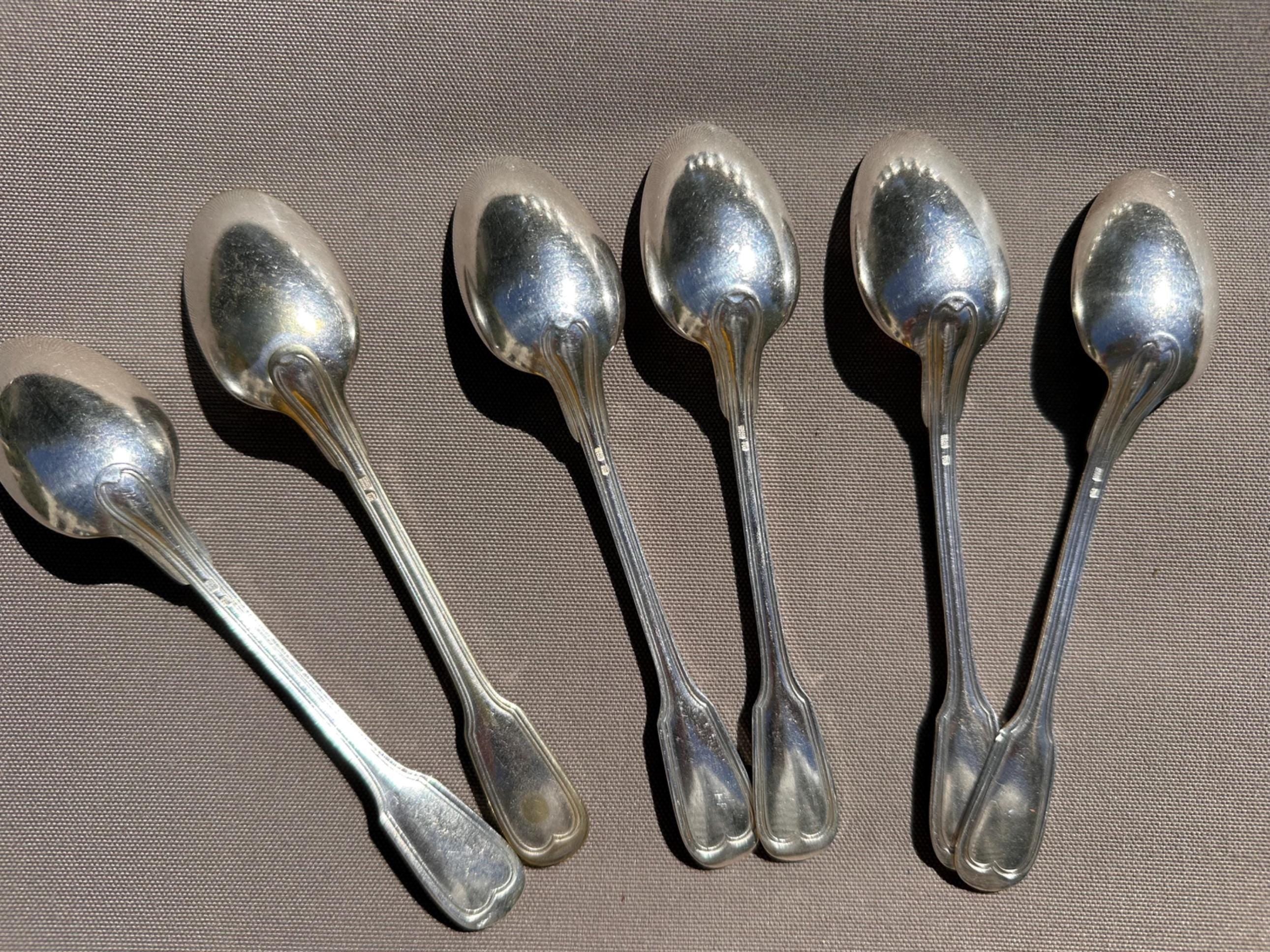 Petites Cuillères Charles Roux Paris en Métal Argenté  - Modèle Filet Vieux Paris - Orfèvrerie française
