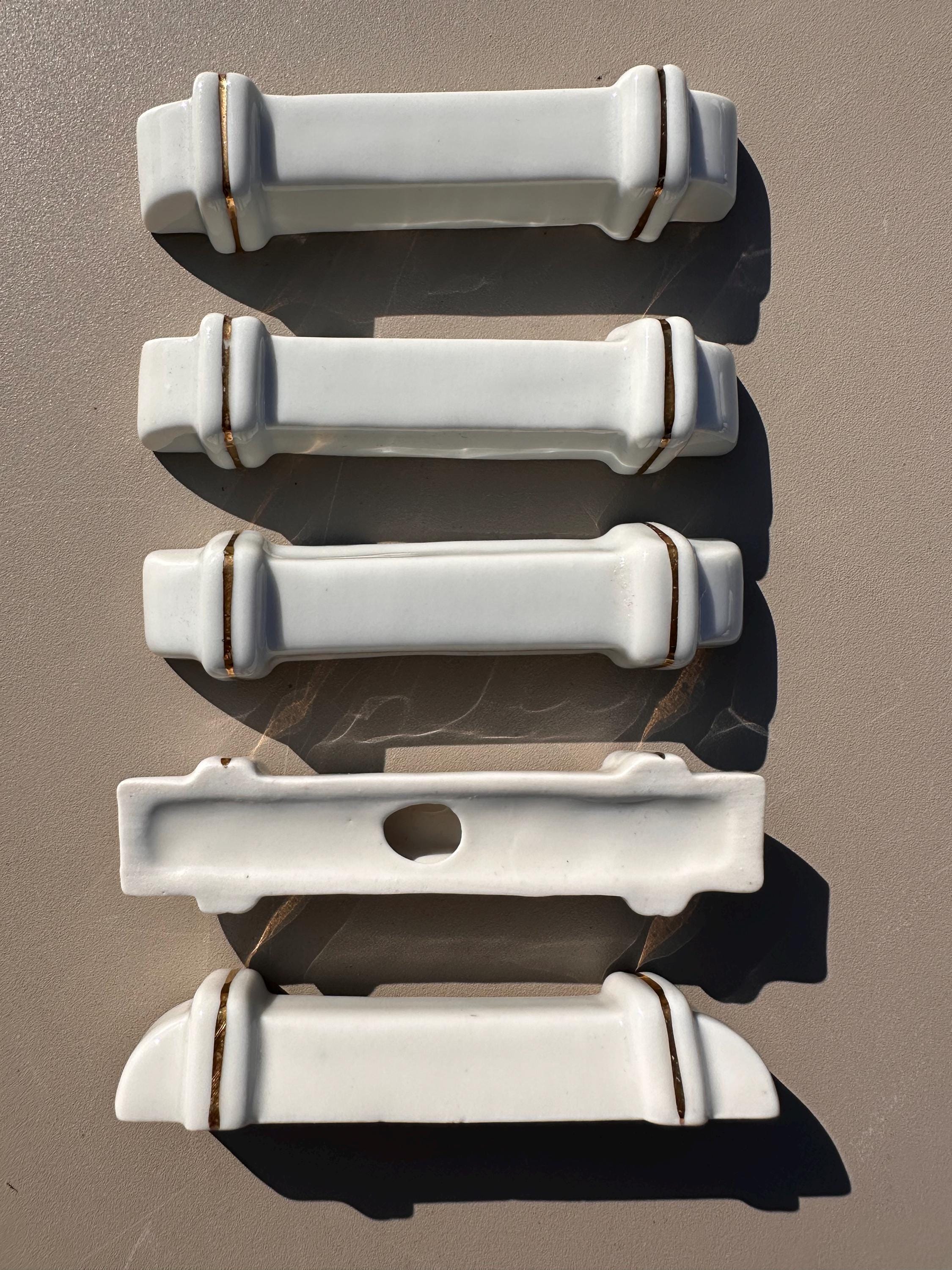 Set of 5 Vintage White and Gold Porcelain Knife Rests – Wedding Table