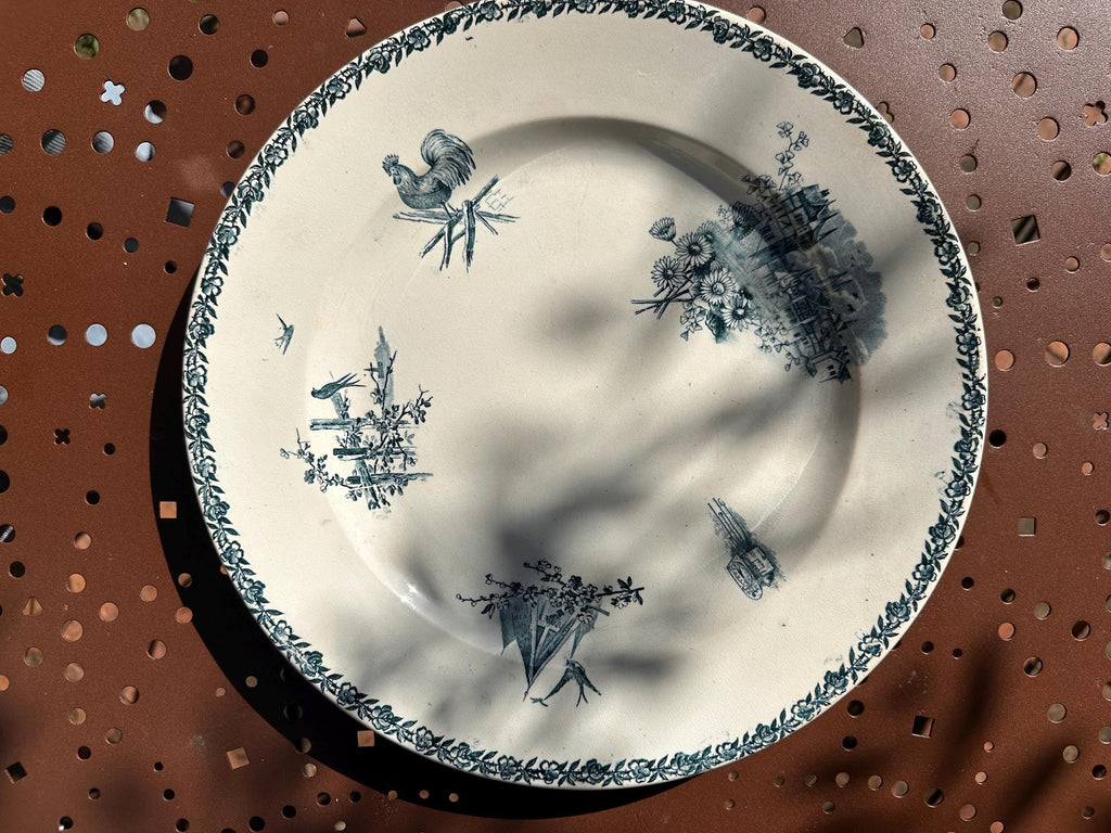 Grand plat de service ancien Pexonne – Faïence de Lorraine XIXème