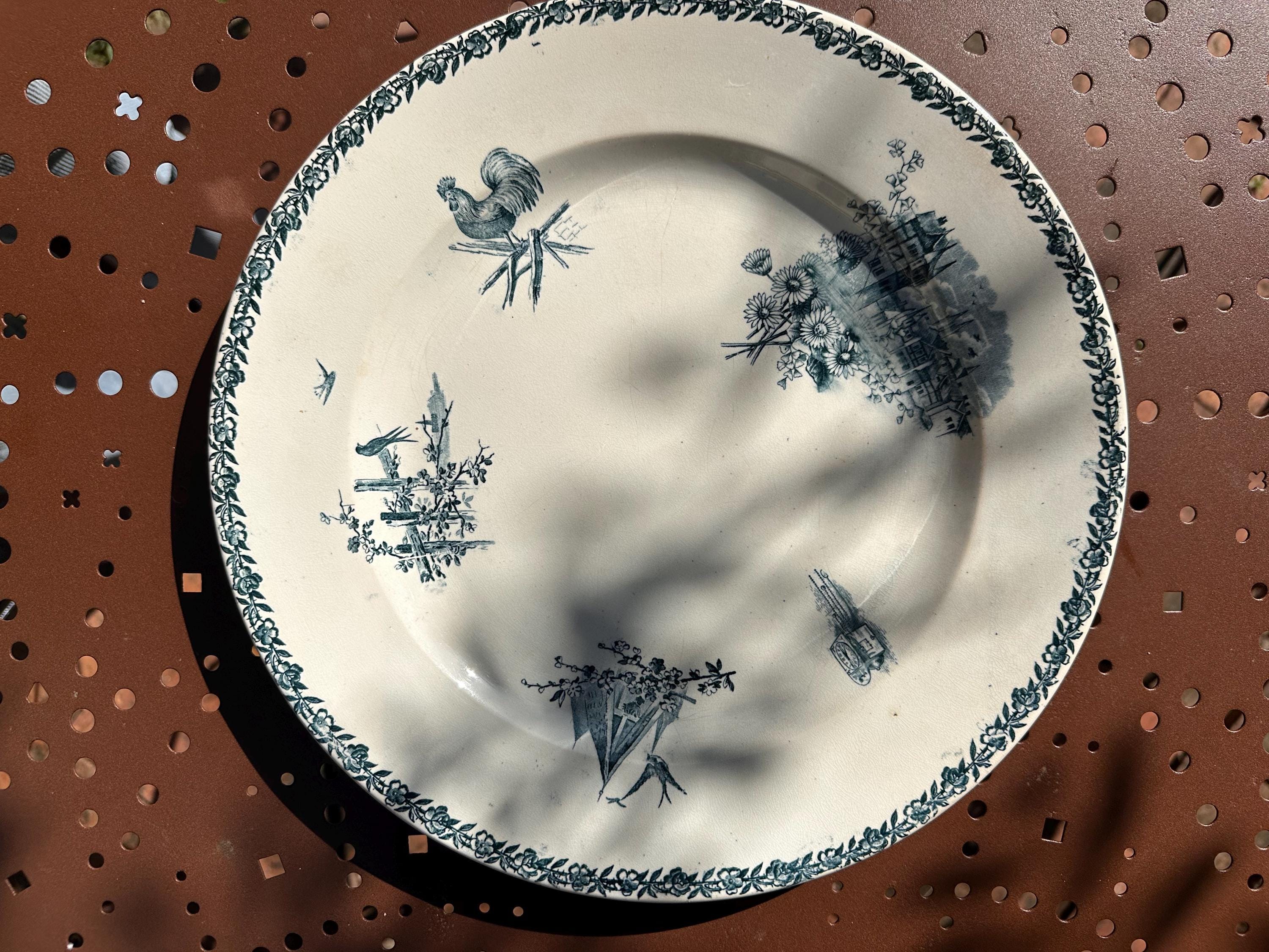 Grand plat de service ancien Pexonne – Faïence de Lorraine XIXème