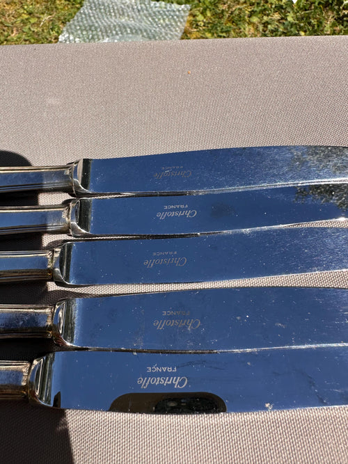 5 large Christofle table knives – America pattern by Luc Lanel