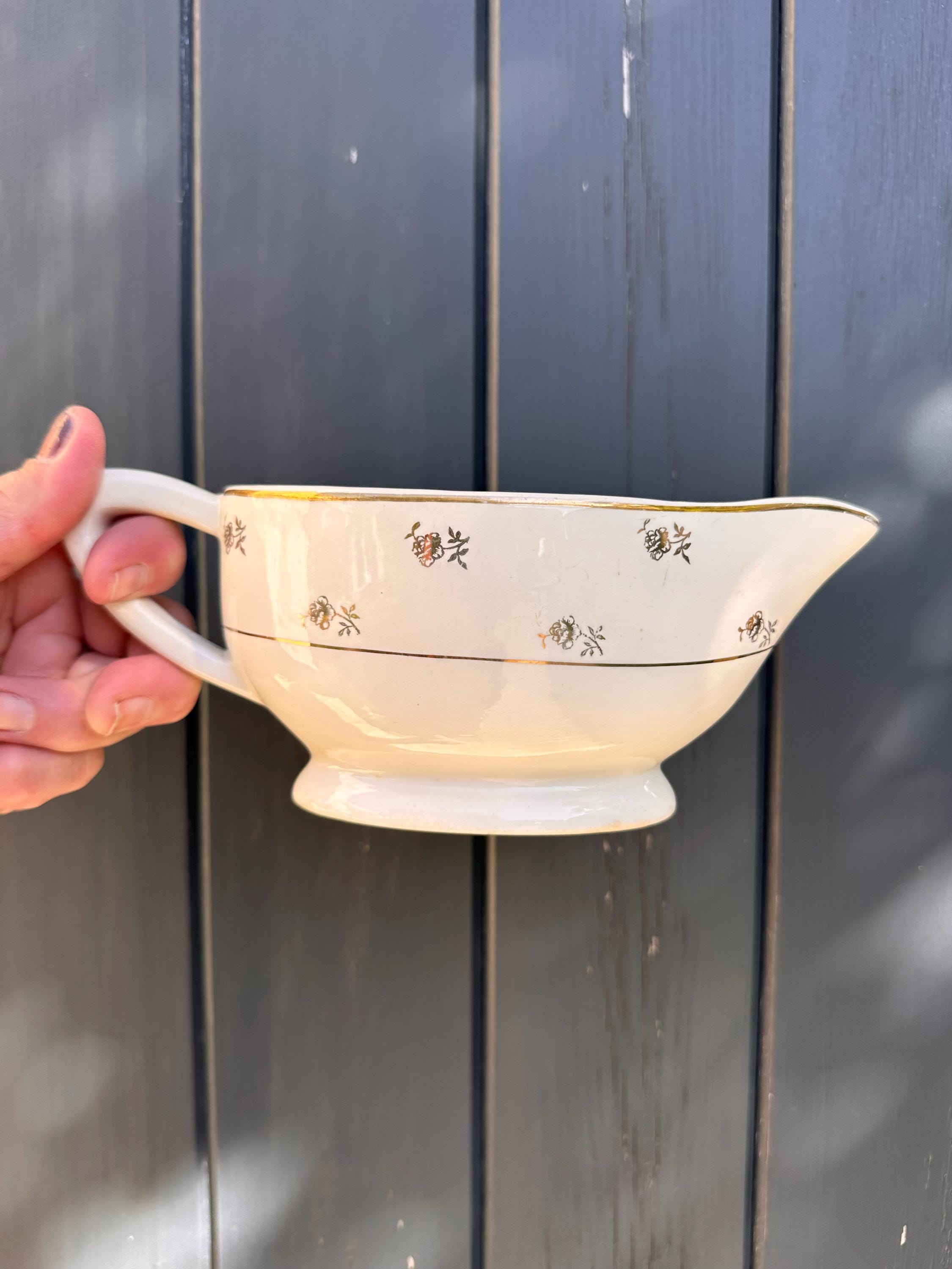 Saucière et son ravier Digoin & Sarreguemines  modèle Galibier - Esprit Chalet Chic Montagne - Vintage France - lot de 2