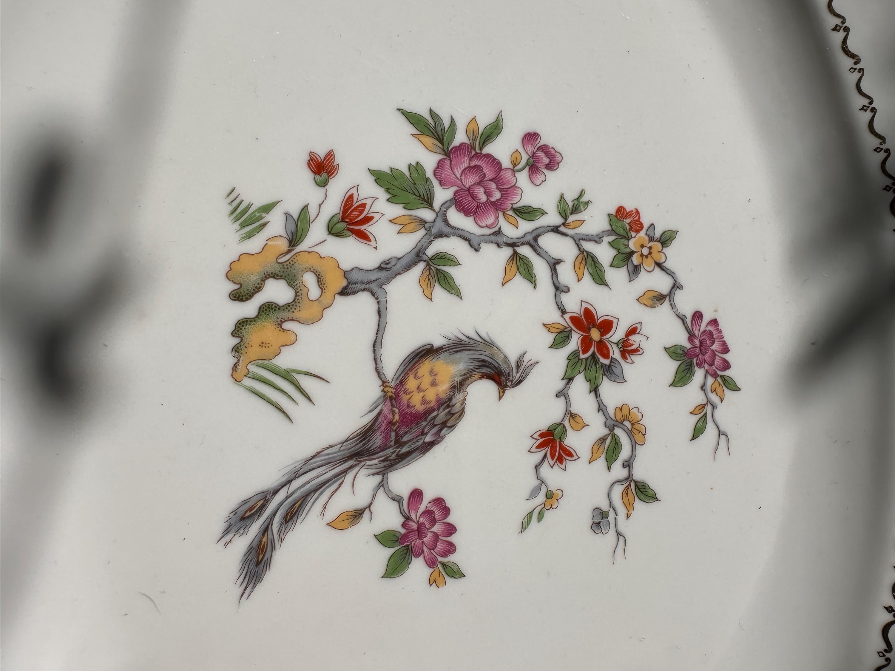 Vintage Serving Dish - Bird of Paradise and Scalloped Gold Rim