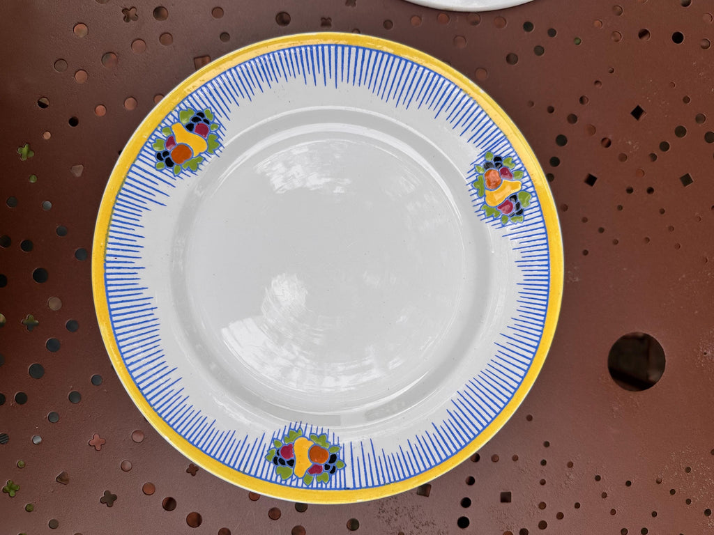 Lot de 10 Assiettes Boch Frères La Louvière Art Déco, Décor Fruitier