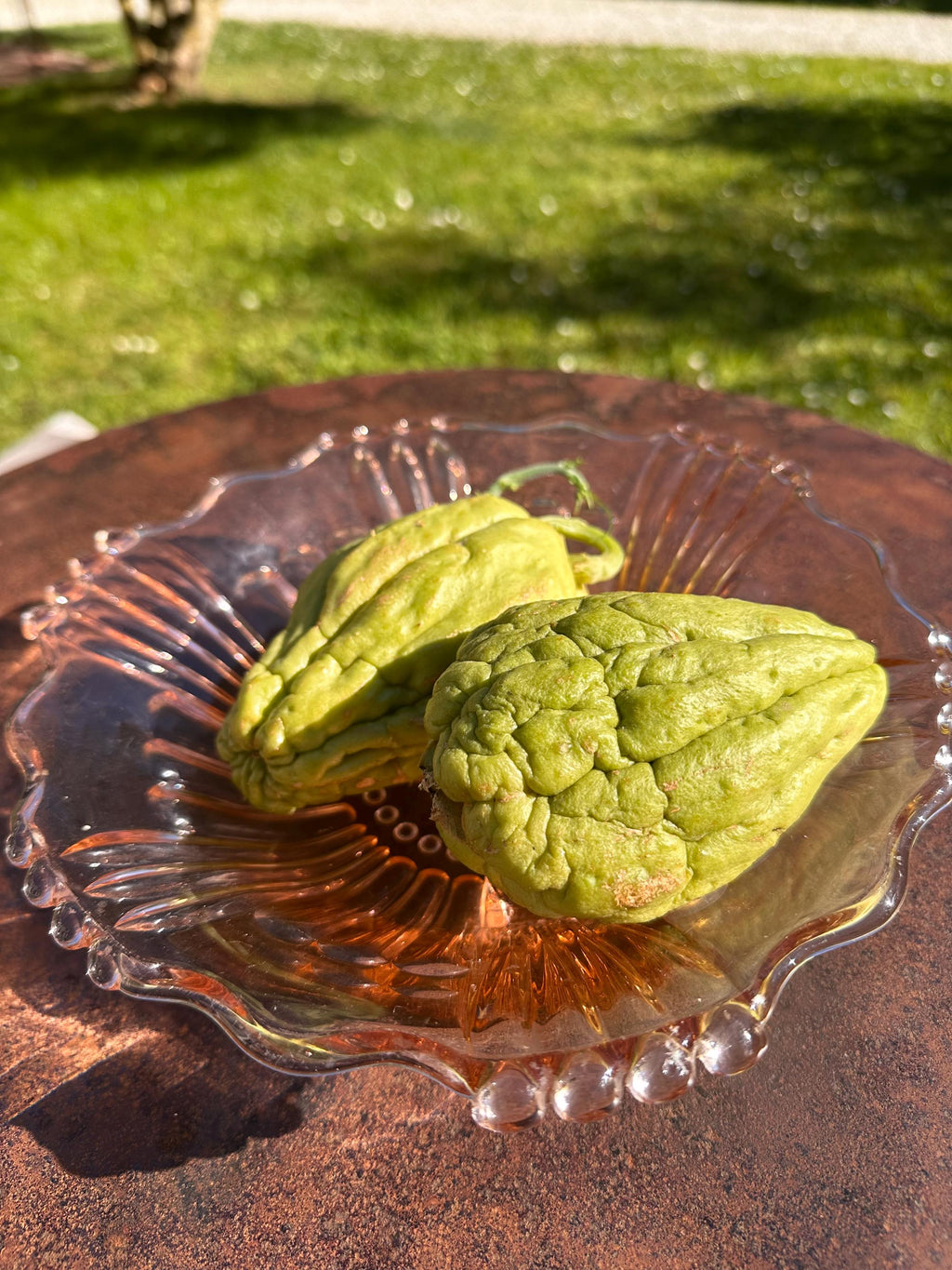 Coupe tripode ancienne en verre Rosaline – Style Art Déco