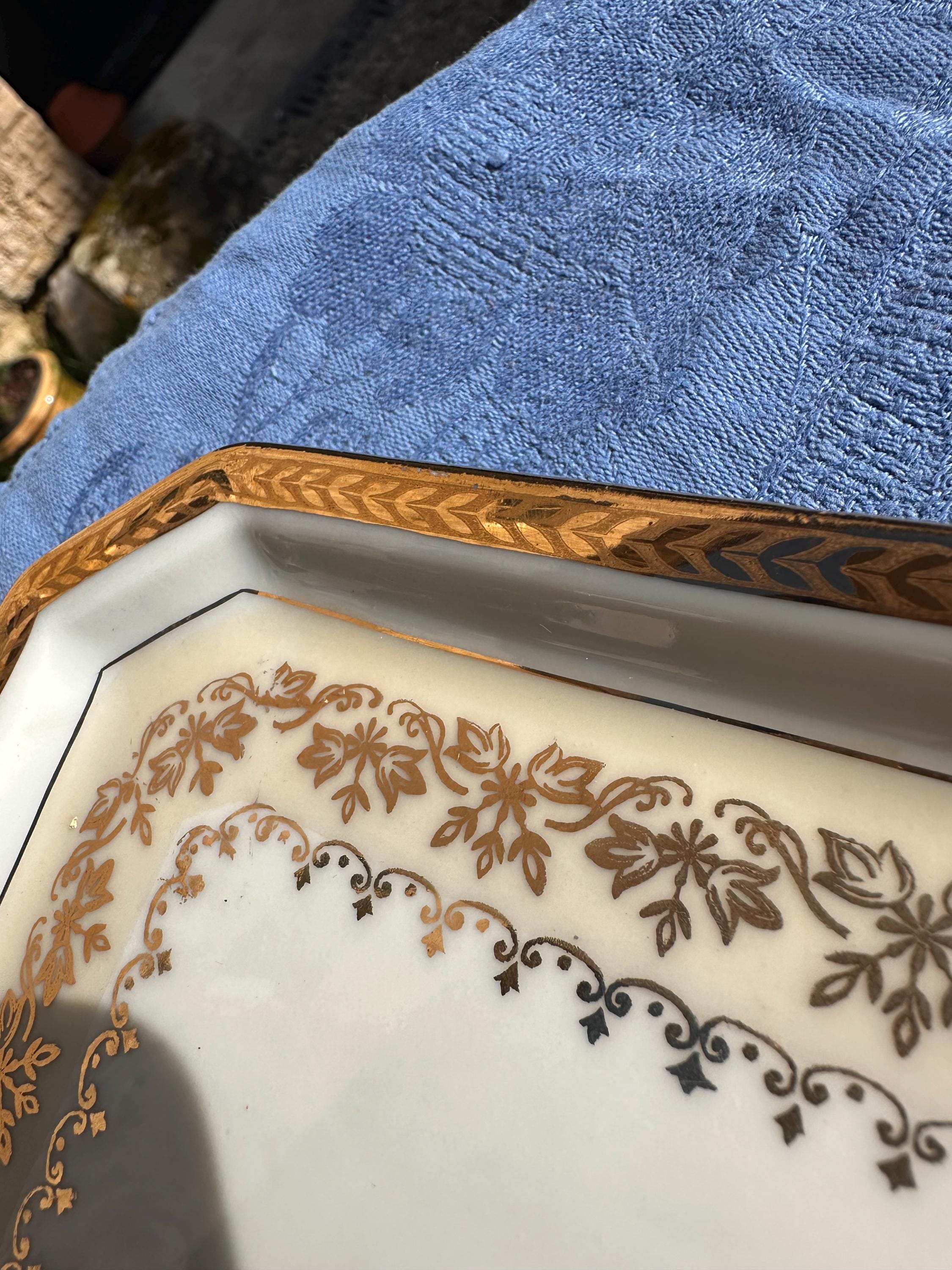 Vintage French Porcelain Cake Plate – Pink and Fine Gold Gilding