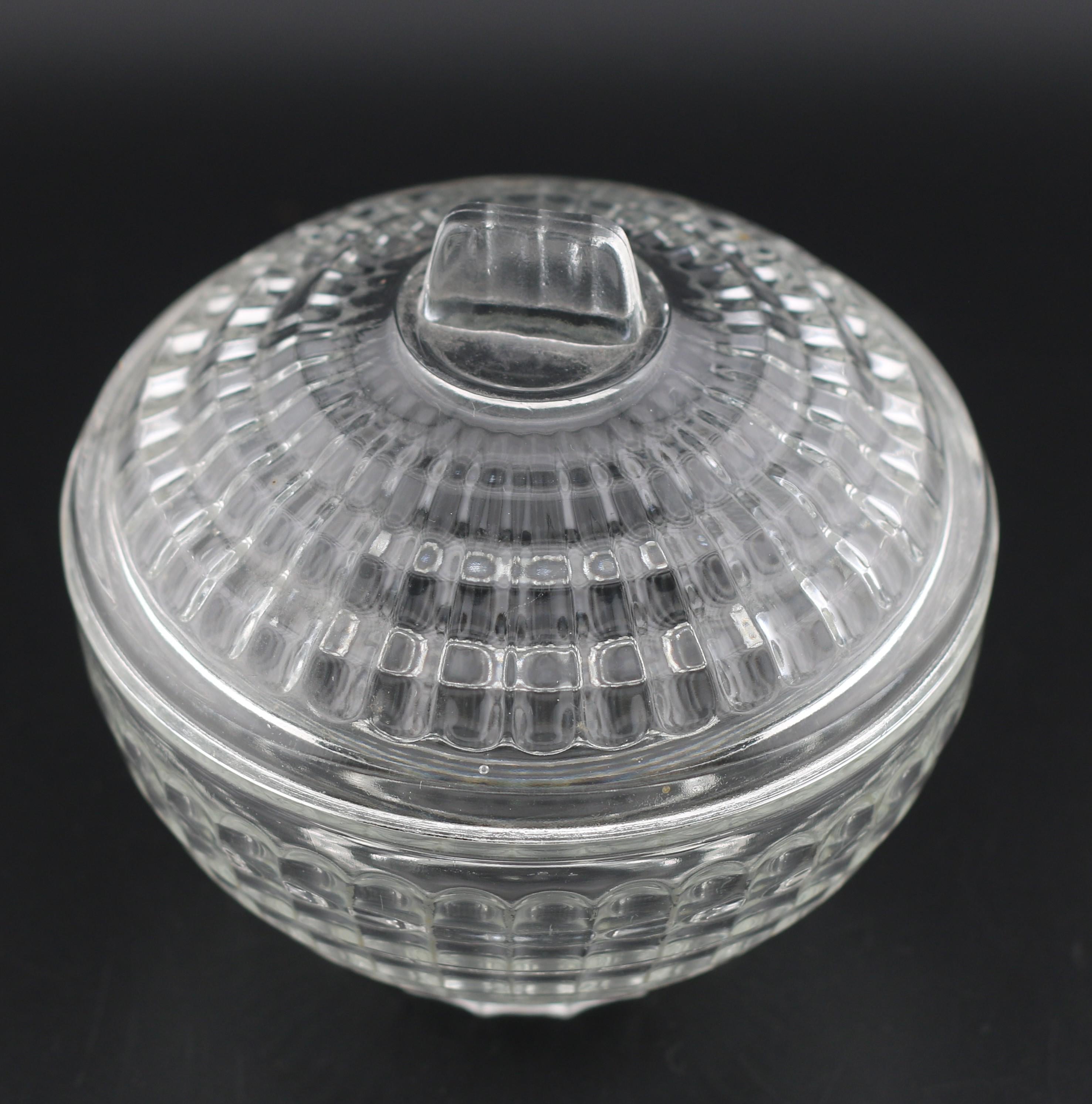 Vintage transparent glass sugar bowl with lid – Bistro style