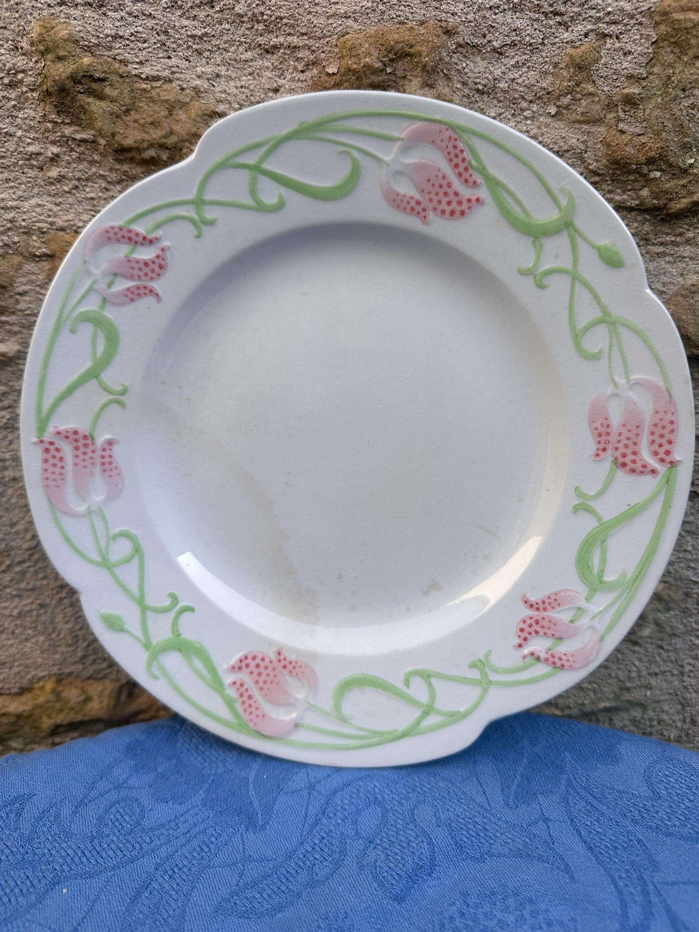 Lot de 3 Assiettes Sarreguemines "Tircis" – Faïence U&C Art Nouveau