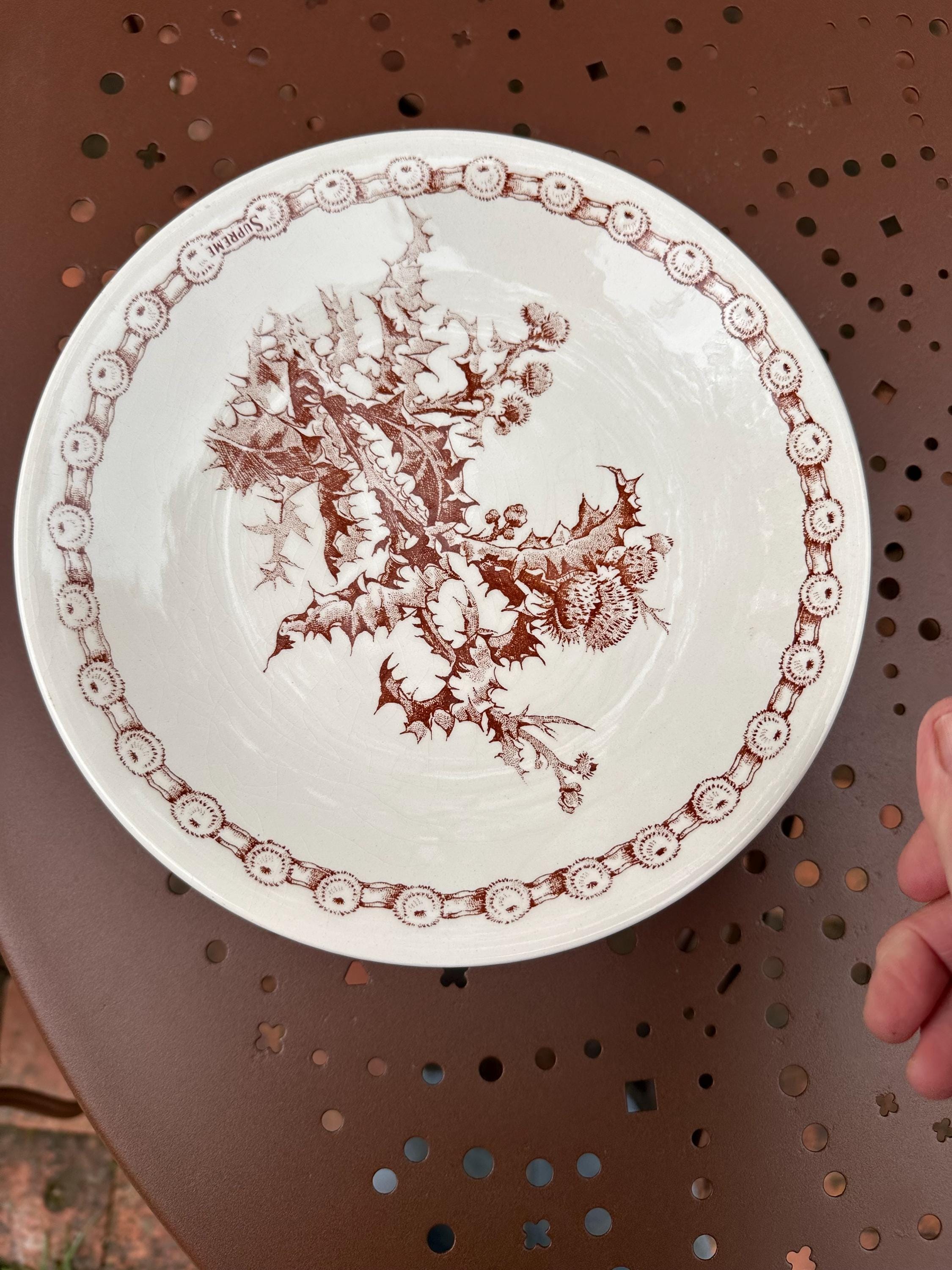Lot de 7 Assiettes Calottes Gien "Suprême", Pasta Bowls Vintage