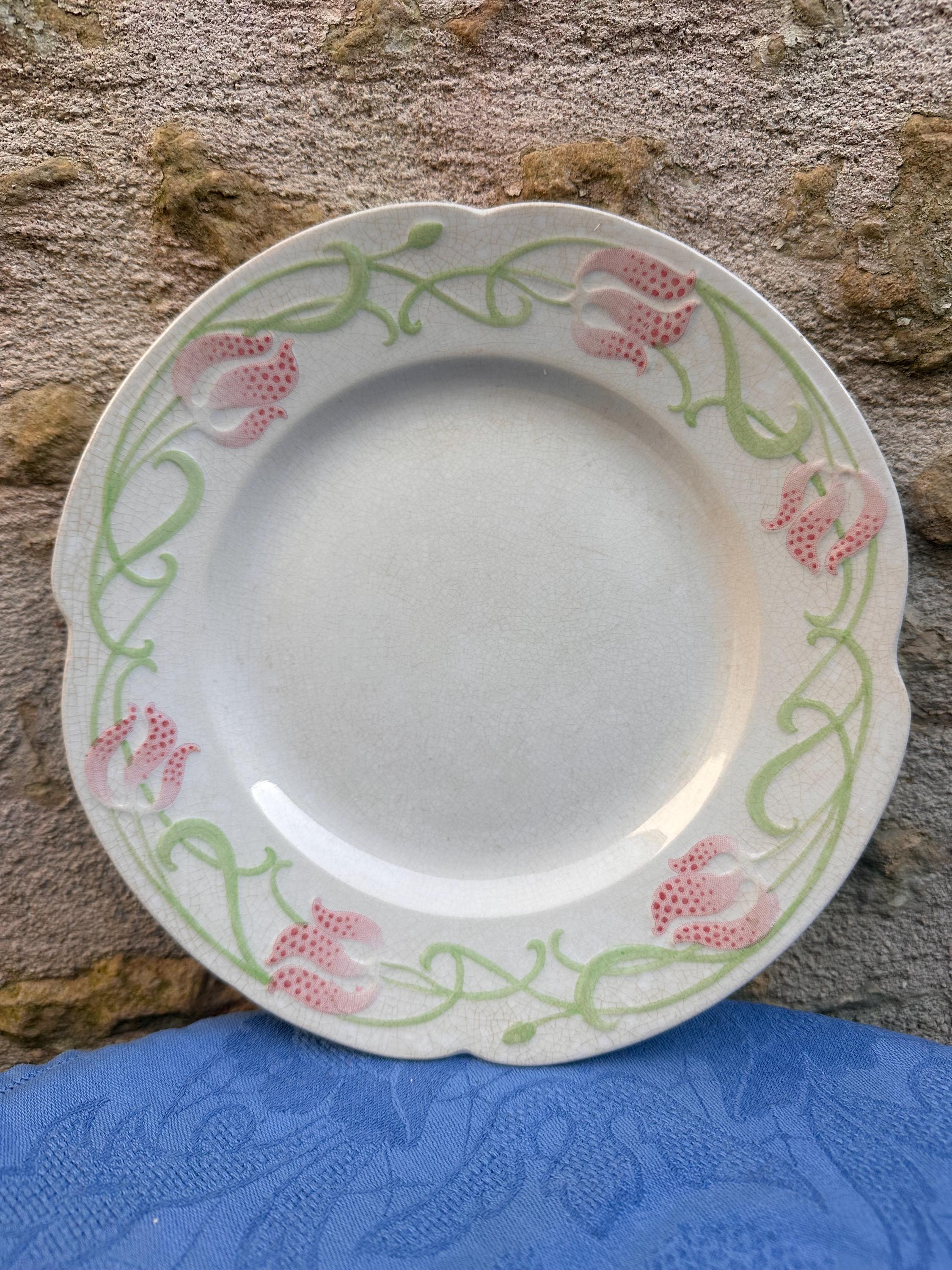 Lot de 3 Assiettes Sarreguemines "Tircis" – Faïence U&C Art Nouveau