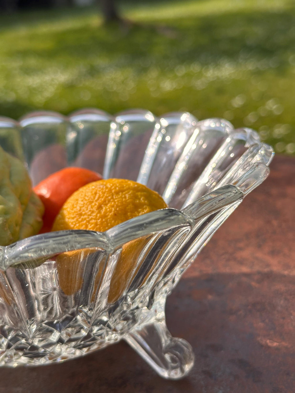 Coupe à fruits tripode en verre vintage – Design rétro