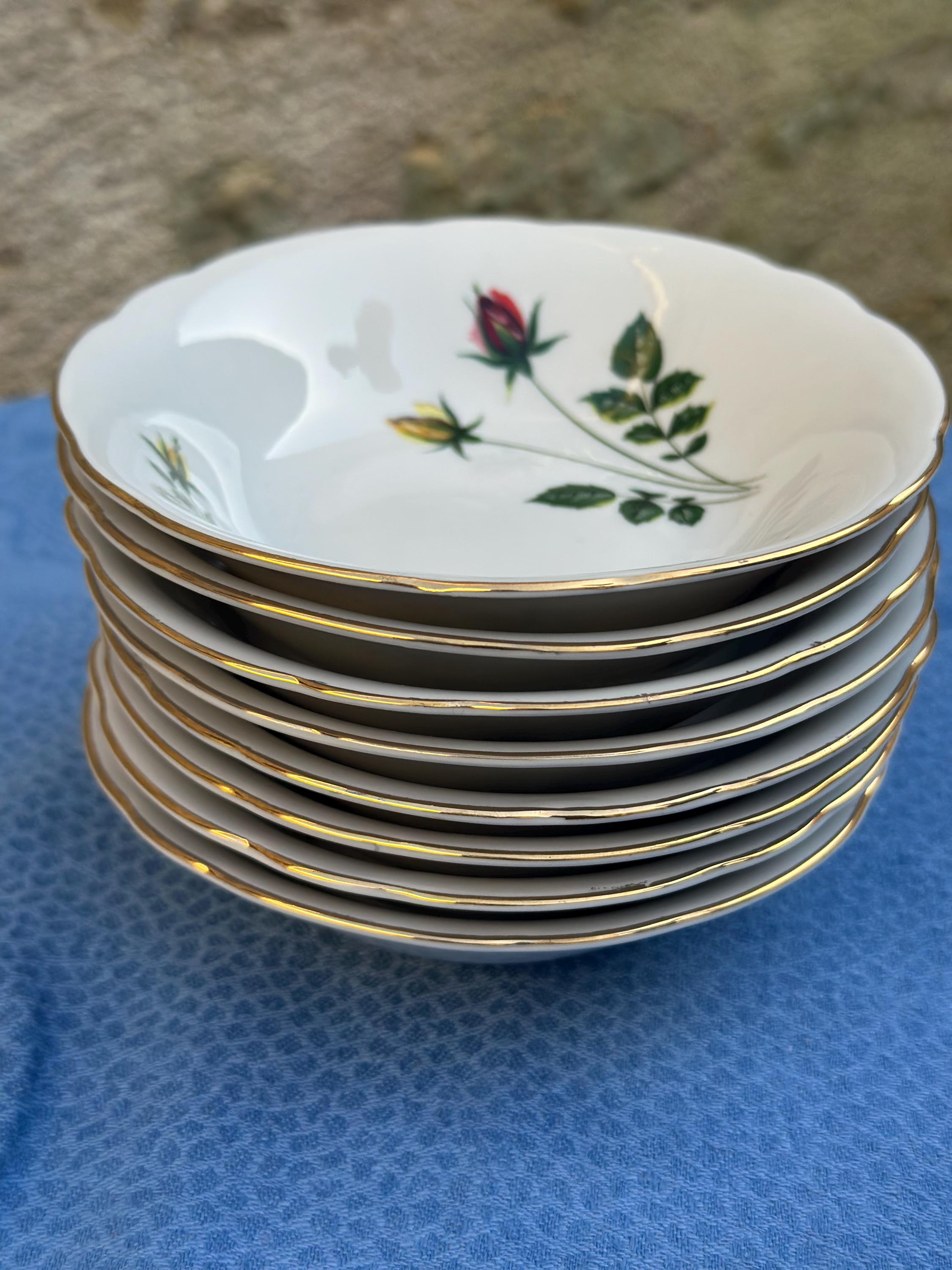 Vintage Bavaria Porcelain Dessert Set – Salad Bowl and 8 Small Bowls
