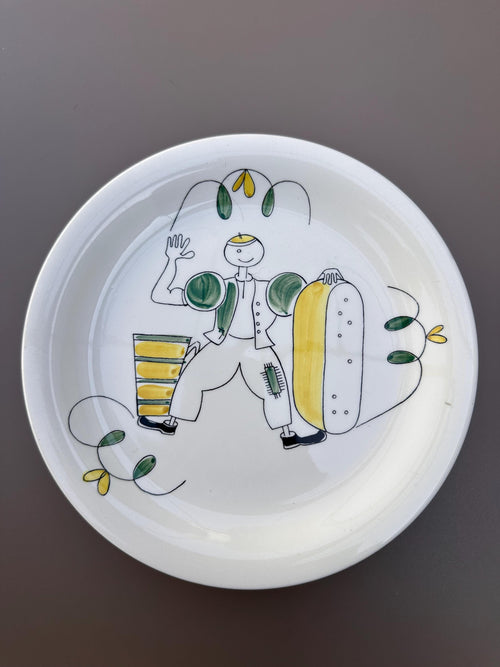 6 "Folklore Gastronomique" Retro Dessert Plates