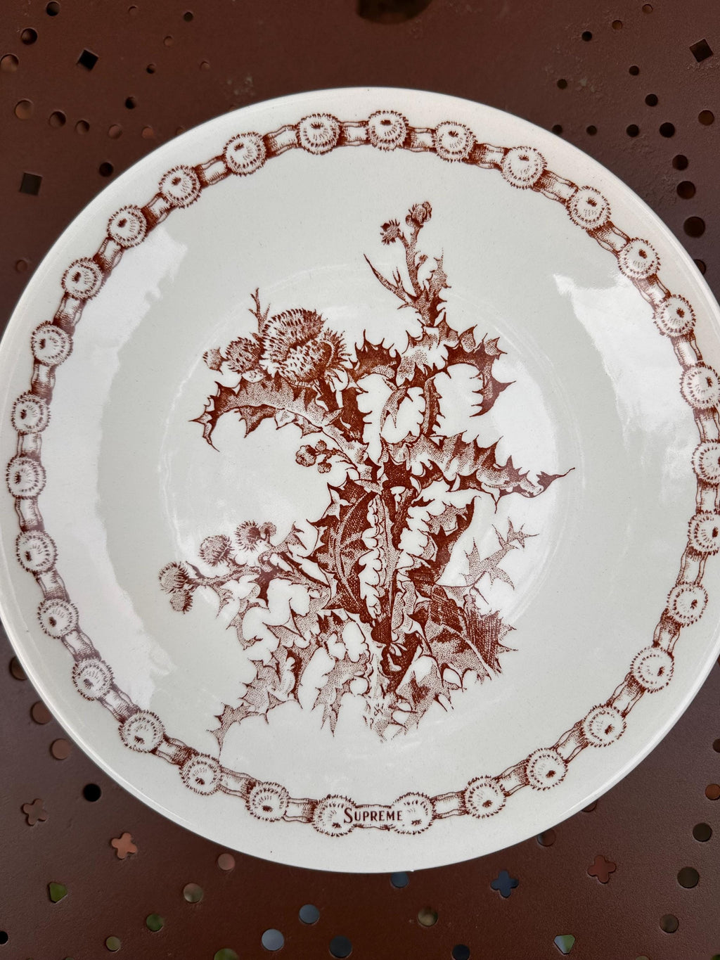 assiettes creuses vintage "Suprême" – Décor chardons marron Lot de 6