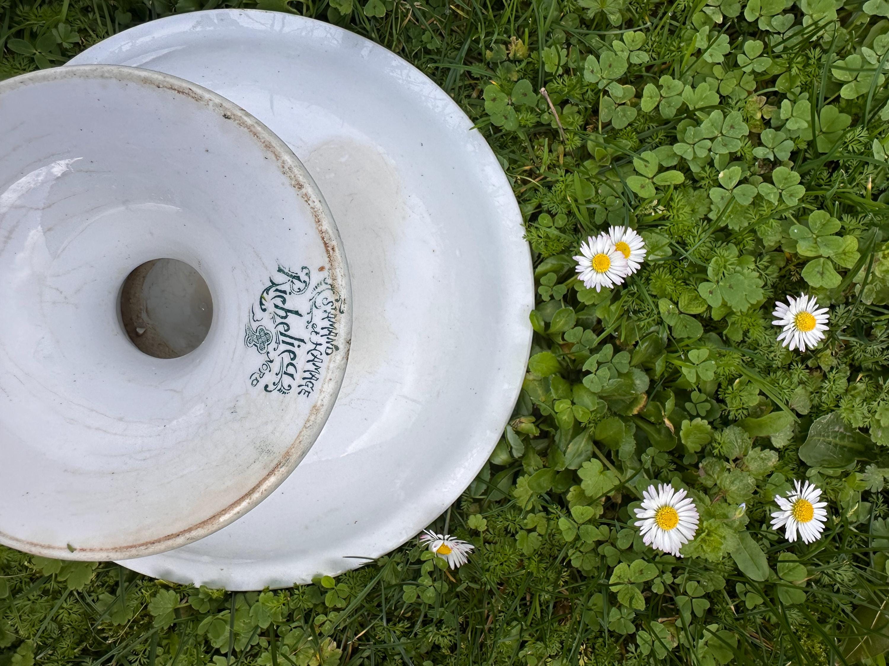 Antique Saint-Amand et Hamage "Richelieu" Compote Dish - Green Ironstone