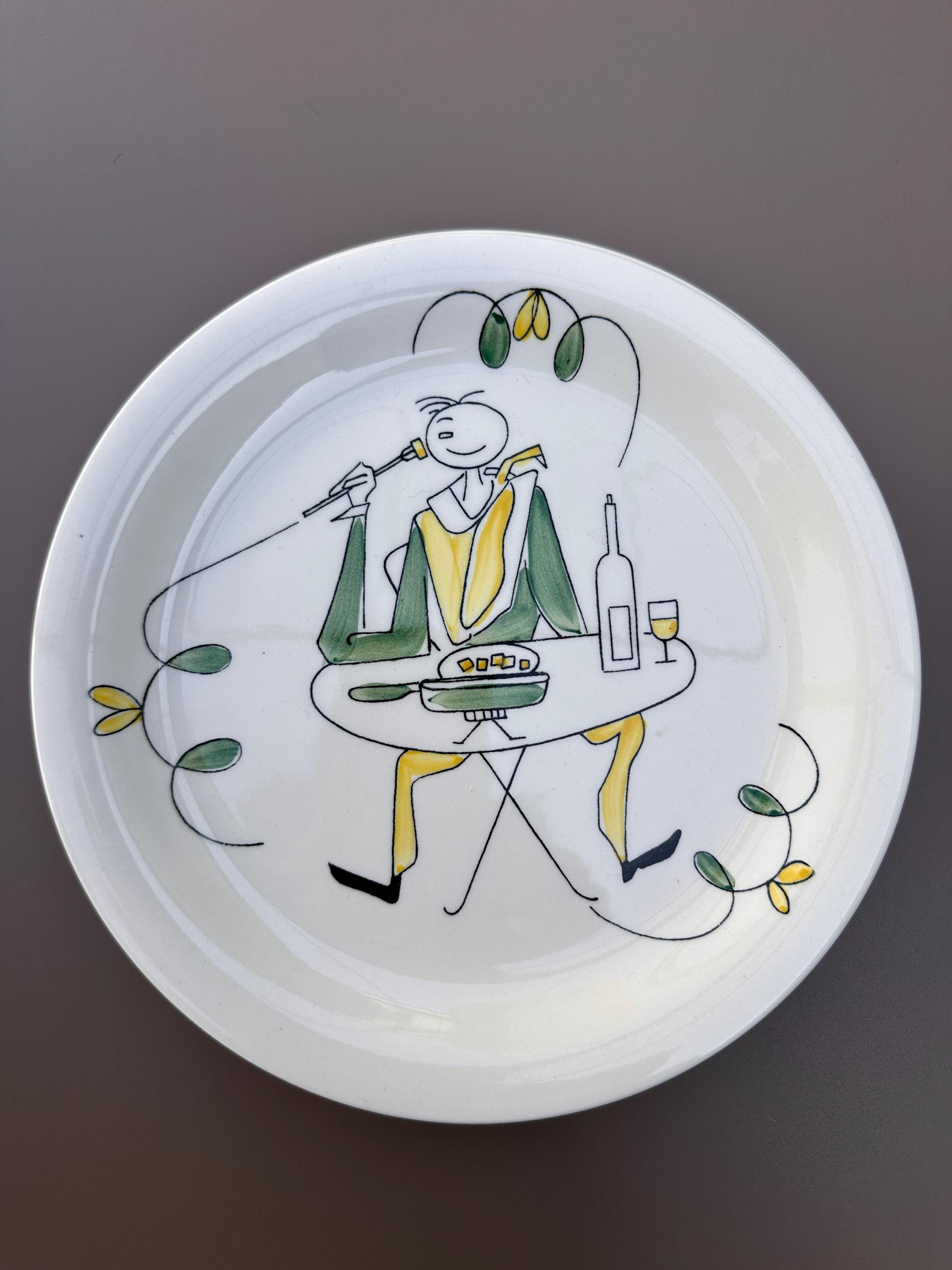 6 Assiettes à Dessert Rétro "Folklore Gastronomique