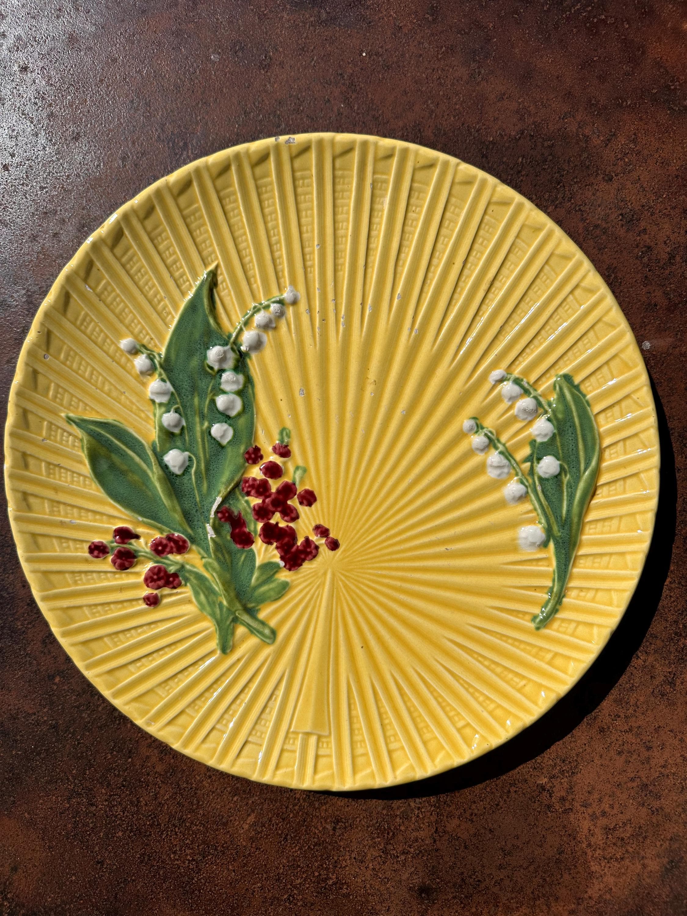 Antique Schramberg Majolica Dish – Yellow Slipware Style